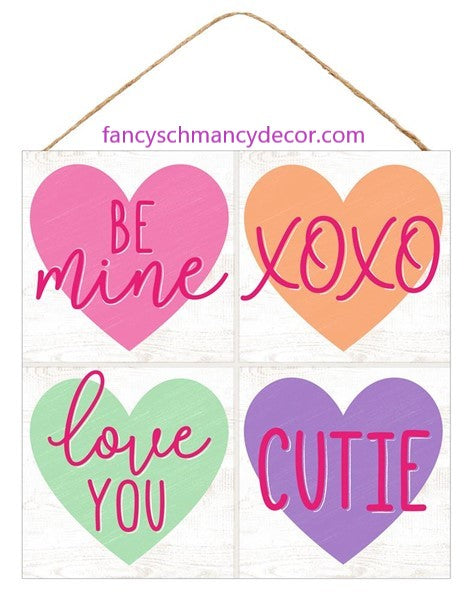 10"Sq Candy Hearts Circle Sign