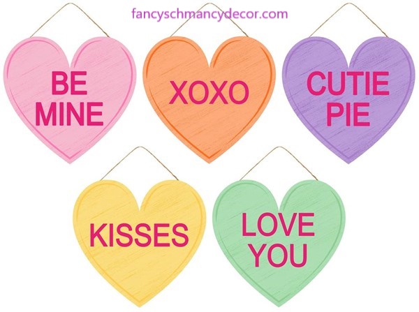 12"L X 11.5"H Candy Hearts Sign Assortment