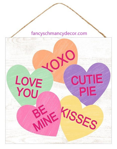10"Sq Candy Hearts Circle Sign