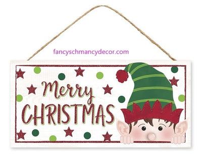 12.5"L x 6"H Glitter Peeking Elf Sign by Craig Bachman Imports