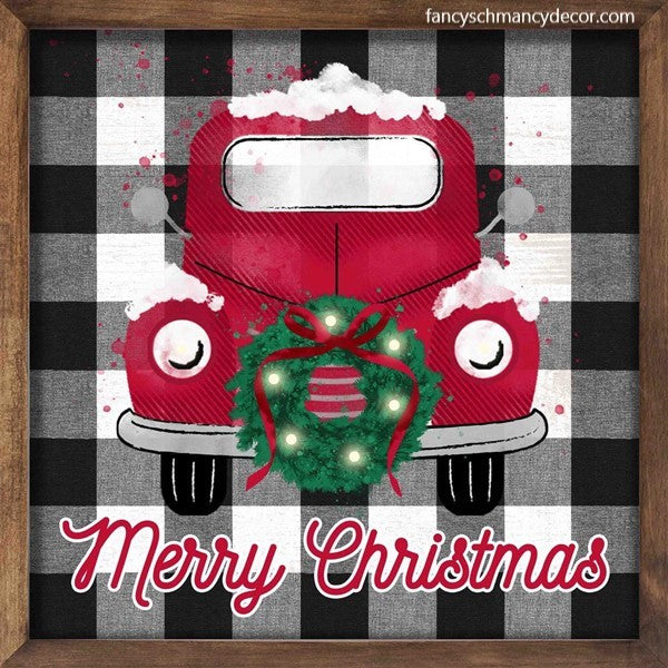 10"Sq Truck/Wreath/Check Sign W/Lights