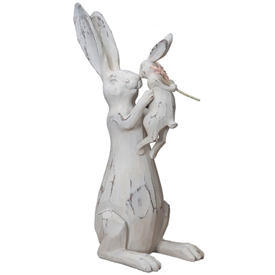 LONG EAR BUNNY HOLDING BABY BUNNY