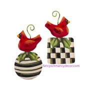 Elegant Red Bird Ornaments Assorted Set of 2 by The Round Top Collection