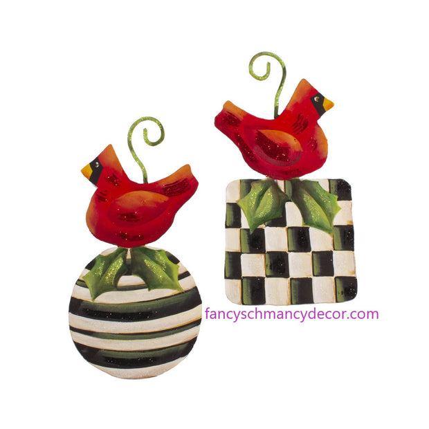 Elegant Red Bird Ornaments Assorted Set of 2 by The Round Top Collection