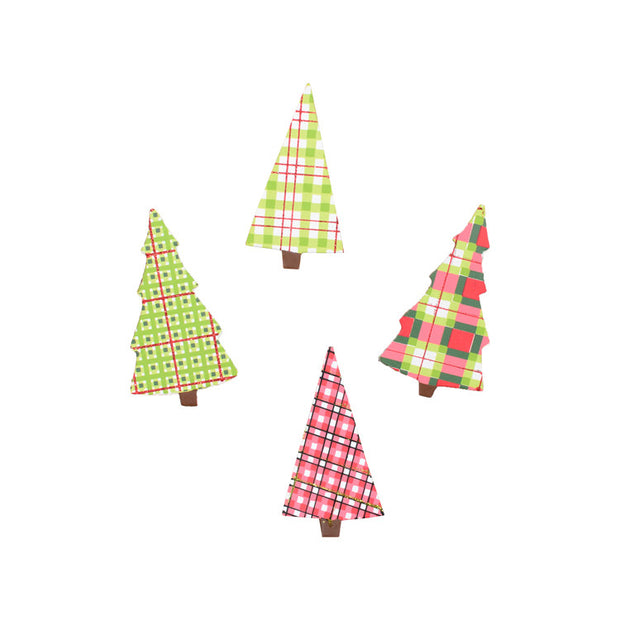 C9055 Plaid Tree Magnets- Assorted Set of 4 - FancySchmancyDecor