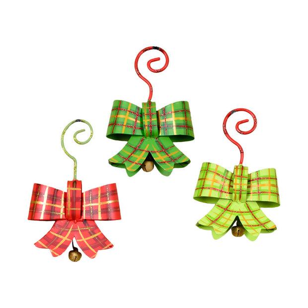 Plaid Bow Ornaments- Asst. 3 The Round Top Collection C9108 - FancySchmancyDecor