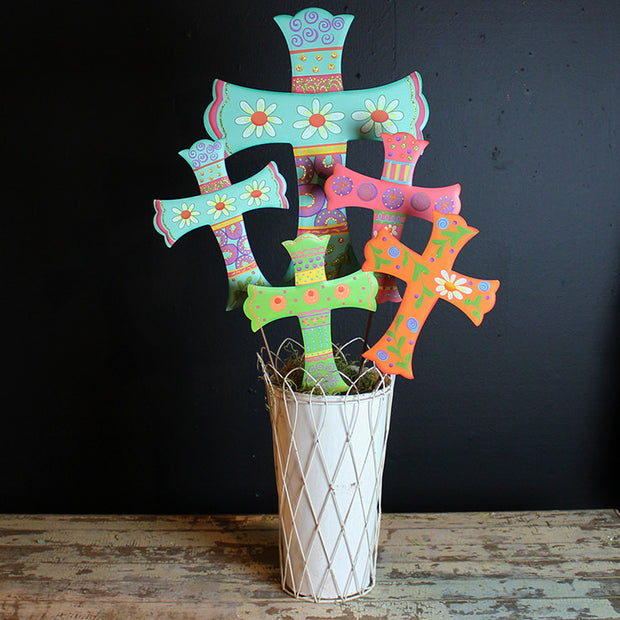 Folk-Art Crosses Medium Stake by The Round Top Collection E9077 - FancySchmancyDecor - 2
