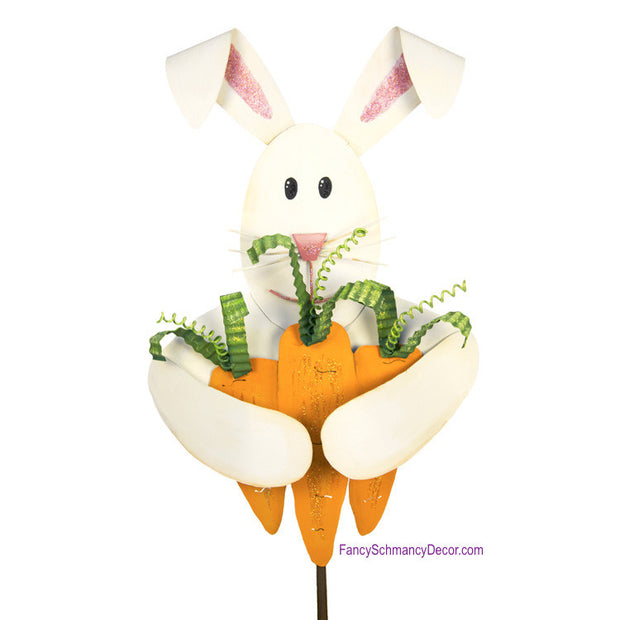 Rabbit with Carrot Bouquet Stake by The Round Top Collection E17014