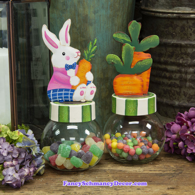 Bunny & Carrot Bubble Jars, Assorted Set of 2 by The Round Top Collection