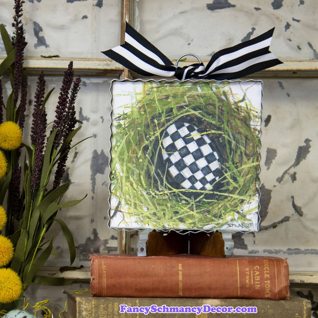 Mini Gallery Checked Egg Print by The Round Top Collection