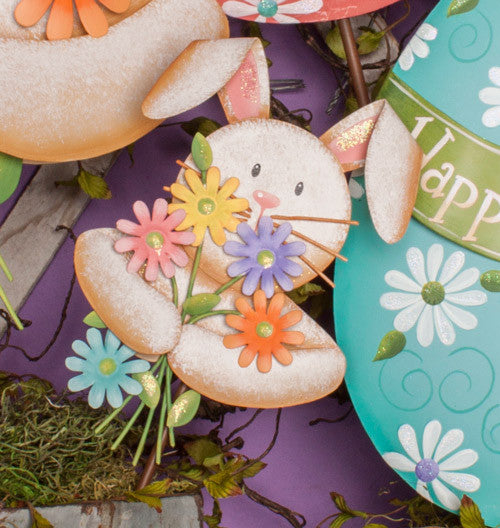 Easter Bunny with Daisies Small Stake by The Round Top Collection E7023 - FancySchmancyDecor