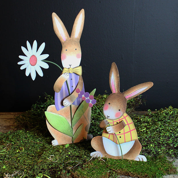 Pastel Rabbit with Vest and Daisy by The Round Top Collection E9033 - FancySchmancyDecor - 1
