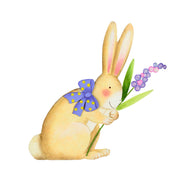 Pastel Rabbit with Bow and Purple Flower by The Round Top Collection E9034 - FancySchmancyDecor - 2