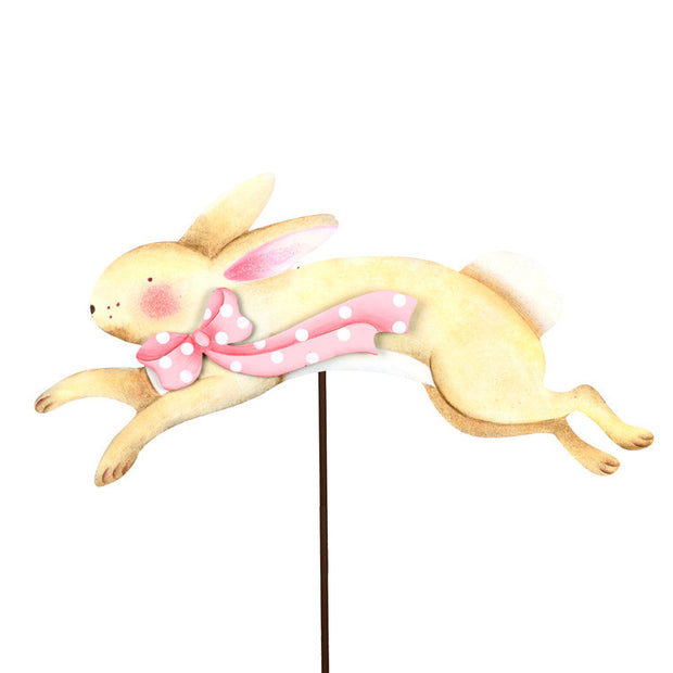 Easter Pastel Rabbit Leaping - Large Stake The Round Top Collection E9039 - FancySchmancyDecor