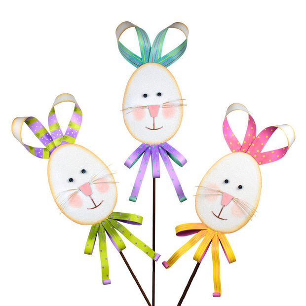 Ribbon Rabbits Large Stake The Round Top Collection E9075 - FancySchmancyDecor - 2