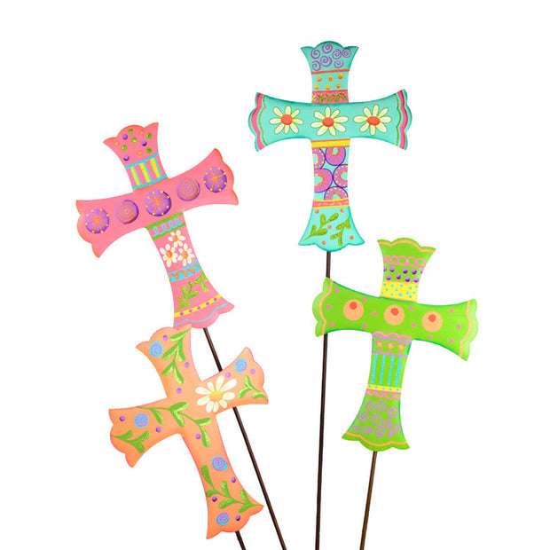 Folk-Art Crosses Medium Stake by The Round Top Collection E9077 - FancySchmancyDecor - 1