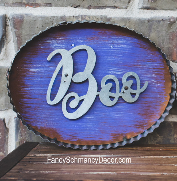 Galvanized Rust Purple "Boo" Sign by The Round Top Collection F17046