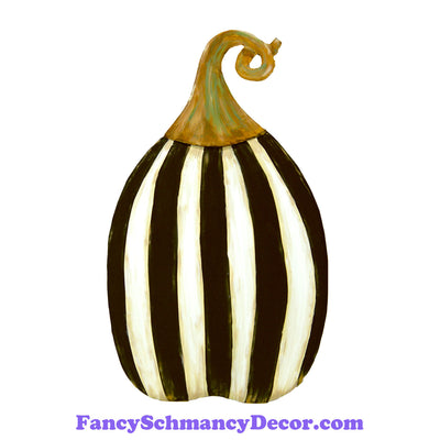 Black And White Striped Pumpkin Tall by The Round Top Collection F19025