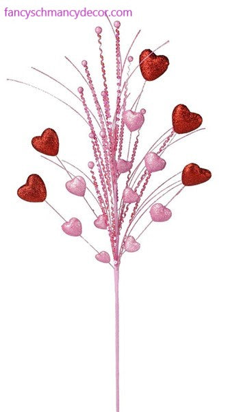 30.5"L Glittered Heart Spray