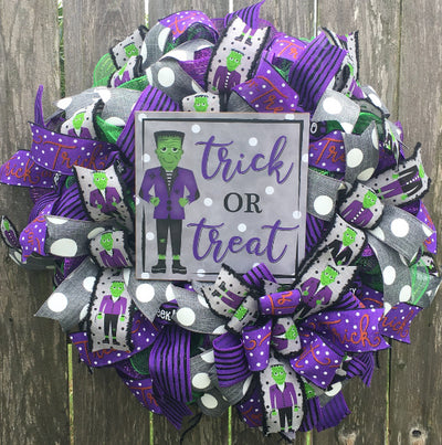 Trick or Treat Frankenstein Wreath