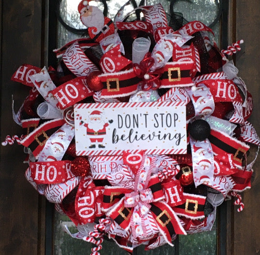 Don't Stop Believing Christmas Wreath