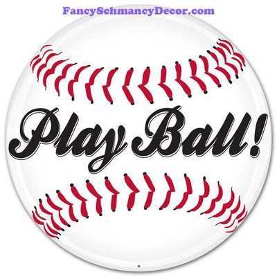 12" Dia Metal Play Ball! Baseball Sign