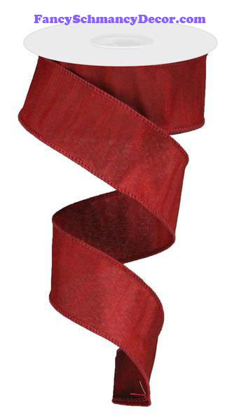 1.5" X 10 yd Faux Dupioni Cranberry Wired Ribbon