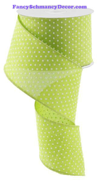 2.5" X 10 yd Lime Green Raised Swiss Dots On Royal Wired Ribbon