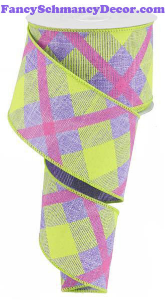2.5" X 10 yd Printed Plaid On Royal Ribbon