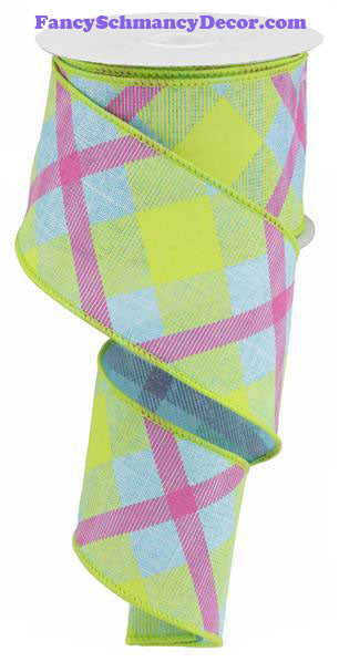 2.5"X10yd Printed Plaid On Royal