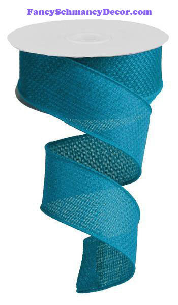 1.5" X 10 yd Turquoise Cross Royal Solid Burlap Ribbon
