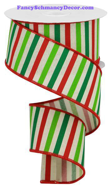 2.5" X 10 yd Horizontal Stripe On Royal Wired Ribbon