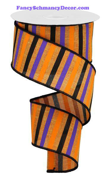 2.5" X 10 yd Horizontal Stripe/Royal Wired Ribbon