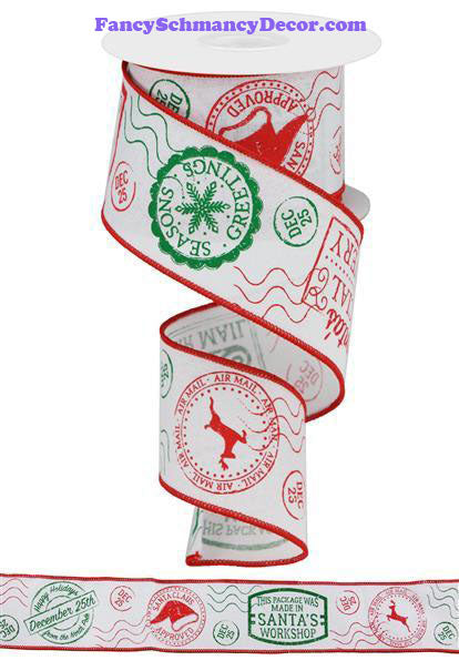 2.5 "X 10 yd Christmas Stamps/Royal Wired Ribbon