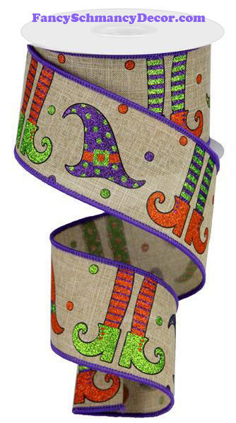 2.5"X10yd Witch Hat/Legs On Royal Wired Ribbon