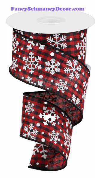 2.5" X 10 yd Falling Snow W/Check Wired Ribbon