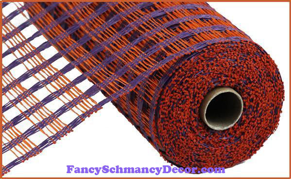 10" X 10 yd Poly Burlap Purple & Orange Check Mesh