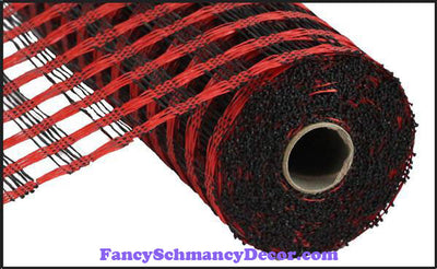 10" X 10 yd Poly Burlap Red & Black Check Mesh