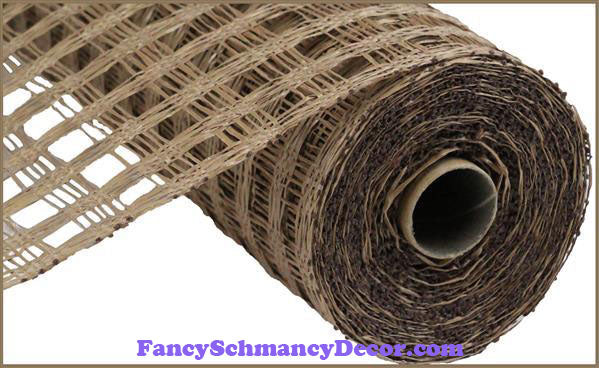10" X 10 yd Poly Burlap Brown Check Mesh