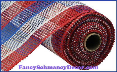 10" X 10 yd Poly Burlap Red, White, & Blue Check Mesh