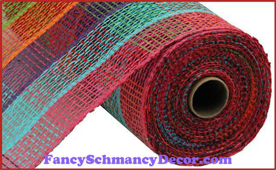 10" X 10 yd Poly Burlap Fuchsia, Turquoise, Purple, Orange, Green, & Red Check Mesh