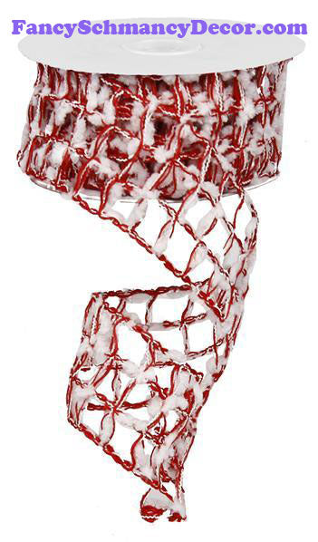 2.5"X10yd Jute Red White Netting W/Snowball