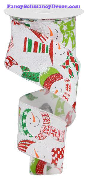 2.5" X 10 yd Snowman Wired Ribbon