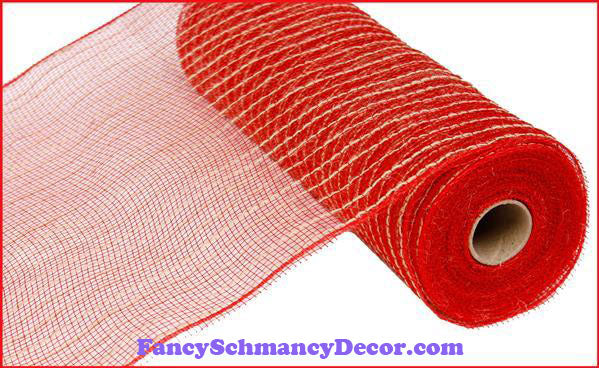 10.5" X 10 yd Red Natural Poly Jute Mesh