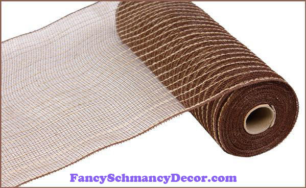 10.5" X 10 yd Poly Jute Chocolate & Natural Mesh