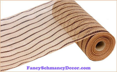 10.5" X 10 yd Poly Jute Metallic Chocolate & Natural Mesh