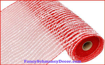 10.5" X 10 yd Snowdrift PP Red & White Mesh