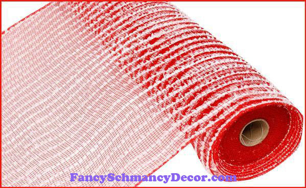10.5" X 10 yd Snowdrift PP Red & White Mesh