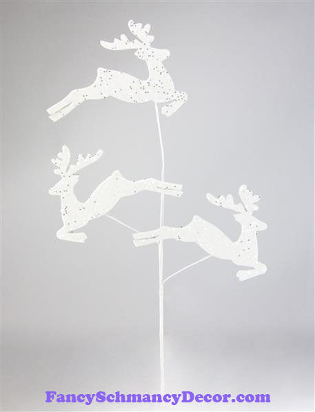 29.5" H Glitter Reindeer White Spray