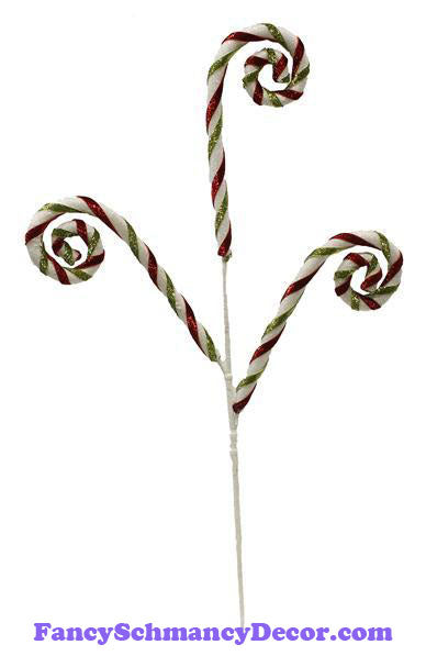 29" L Foil Glitter Red Lime Green White Candy Cane Spray